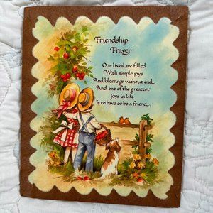 Vintage 60s ALAN GRANT FRIENDSHIP PRAYER PLAQUE Country